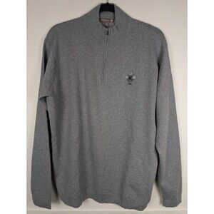 Peter Millar Mens Sweater 1/4 Zip Sz Large Gray Pullover Long Sleeve Logo 1899